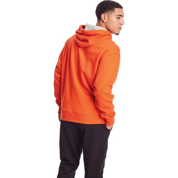 Champion Powerblend Fleece Camo Camouflage Orange Hoodie Sweatshirt Script Logo - Picture 5 of 15